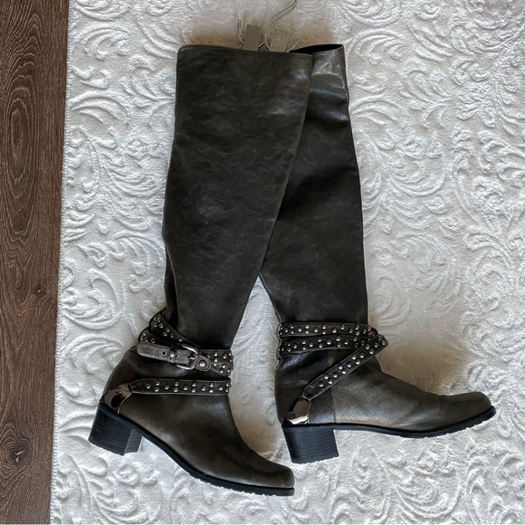 Stuart Weitzman Shoes - Stuart Weitzman Dark Green Leather Knee High Boots